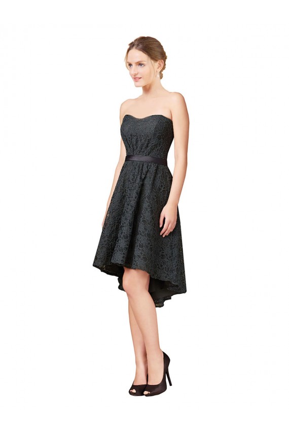 Vendeurs de Gris ardoise Trapèze Dentelle Courte Asymétrique Robes demoiselle d'honneur / Robes de cocktail