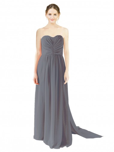 Vendeurs de Gris ardoise Trapèze Mousseline Longue Robes demoiselle d'honneur