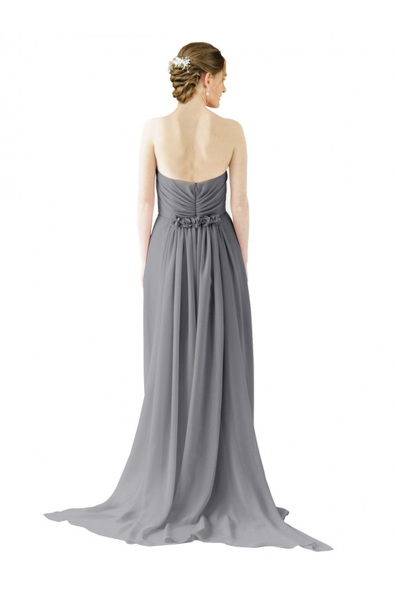 Vendeurs de Gris ardoise Trapèze Mousseline Longue Robes demoiselle d'honneur