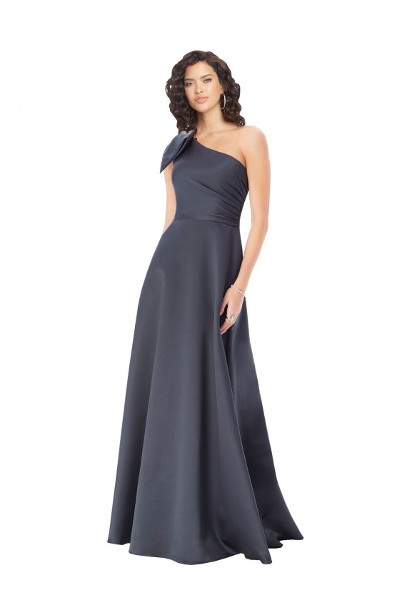 Vendeurs de Gris ardoise Trapèze Satiné Longue Formelles Robes demoiselle d'honneur / Robes de soirée / Robes de bal