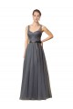 Vendeurs de Gris ardoise Trapèze Tulle Longue Robes demoiselle d'honneur
