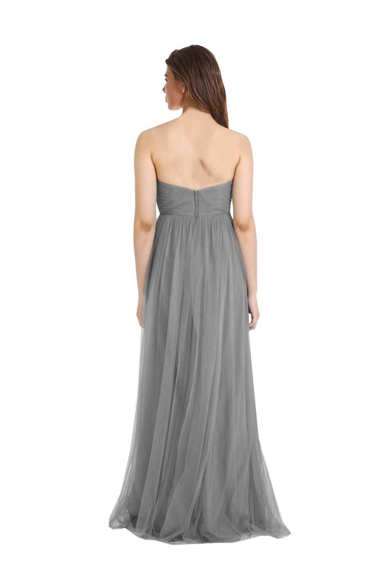 Vendeurs de Gris ardoise Trapèze Tulle Longue Robes demoiselle d'honneur