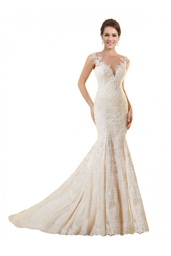 Vendeurs de Ivoire & Champagne Sirène Illusion Dentelle Robes de mariée