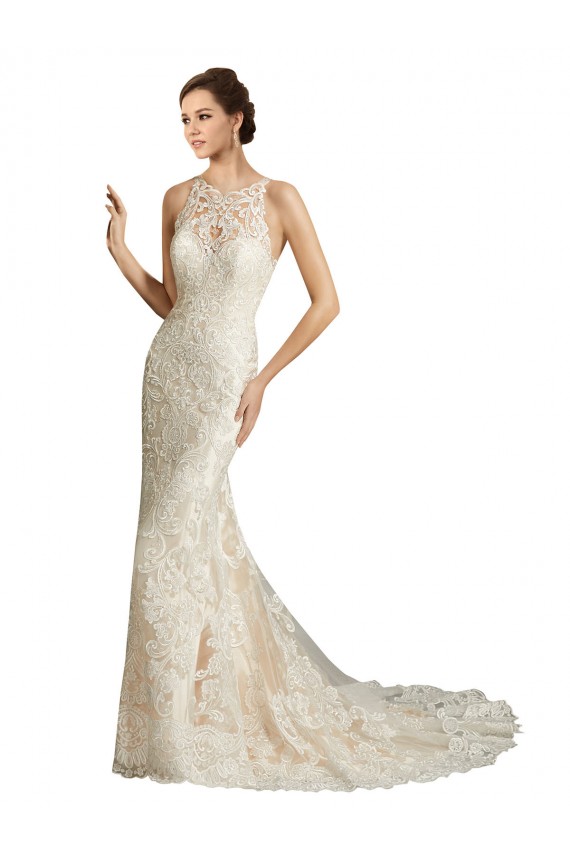 Vendeurs de Ivoire & Champagne Sirène Illusion Tulle Dentelle Classique Robes de mariée
