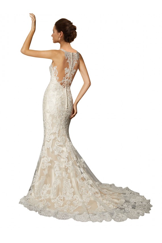 Vendeurs de Ivoire & Champagne Sirène Illusion Tulle Dentelle Classique Robes de mariée