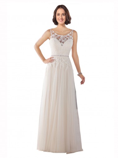 Vendeurs de Ivoire & Champagne Trapèze Illusion Balayage train Tulle Boho Robes de mariée