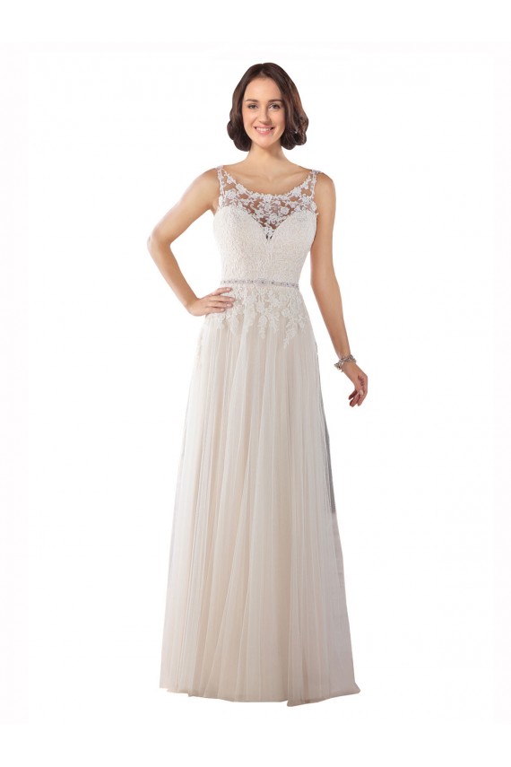 Vendeurs de Ivoire & Champagne Trapèze Illusion Balayage train Tulle Boho Robes de mariée