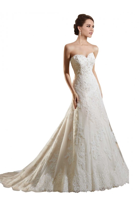 Vendeurs de Ivoire & Champagne Trapèze Tulle Dentelle Robes de mariée