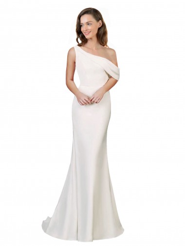 Vendeurs de Ivoire Fourreau Balayage train Crêpe Stretch Longue Formelles Robes demoiselle d'honneur / Robes de soirée / Robes de bal