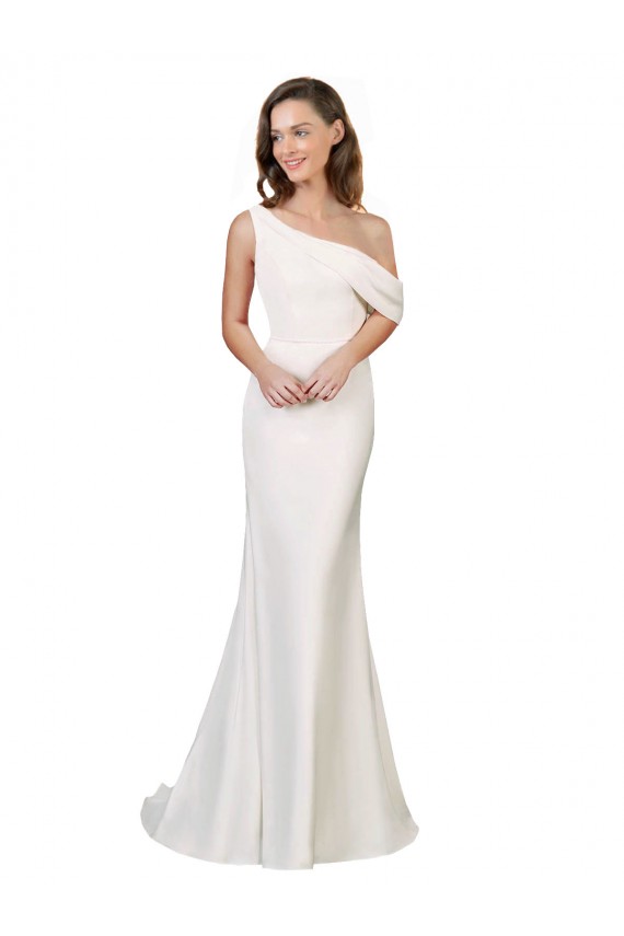 Vendeurs de Ivoire Fourreau Balayage train Crêpe Stretch Longue Formelles Robes demoiselle d'honneur / Robes de soirée / Robes de bal