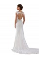 Vendeurs de Ivoire Fourreau Col V Dentelle Crêpe Stretch Robes de mariée