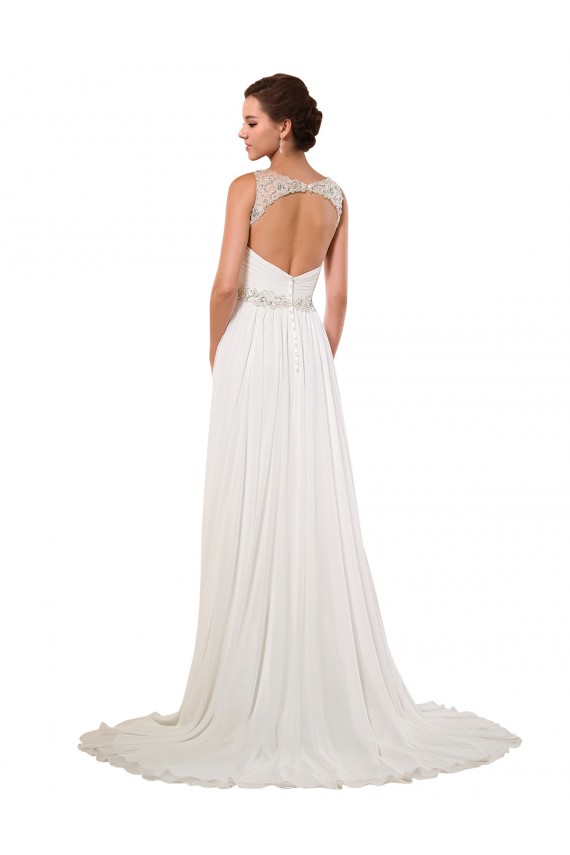 Vendeurs de Ivoire Fourreau Col V Mousseline Classique Robes de mariée