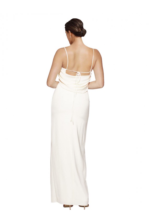 Vendeurs de Ivoire Fourreau Licou Col Haut Satiné Stretch Longue Formelles Robes demoiselle d'honneur / Robes de soirée / Robes de bal