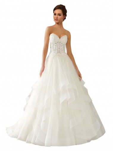 Vendeurs de Ivoire Princesse Satiné Tulle Dentelle Robes de mariée