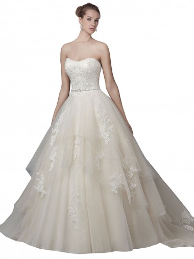 Vendeurs de Ivoire Princesse Scoop Sans bretelle Tulle Dentelle Robes de mariée