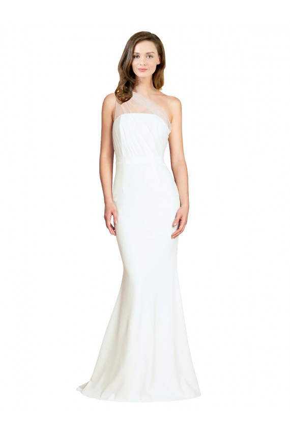 Vendeurs de Ivoire Sirène Balayage train Crêpe Stretch Tulle Longue Formelles Robes demoiselle d'honneur / Robes de soirée