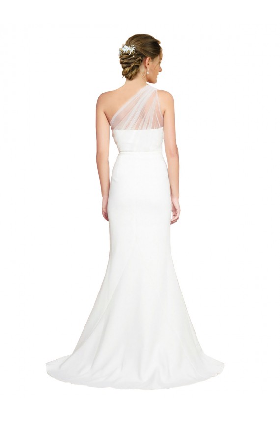 Vendeurs de Ivoire Sirène Balayage train Crêpe Stretch Tulle Longue Formelles Robes demoiselle d'honneur / Robes de soirée