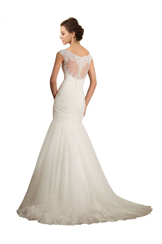 Vendeurs de Ivoire Sirène Bateau Tulle Dentelle Robes de mariée