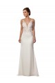Vendeurs de Ivoire Sirène Col V Dentelle Crêpe Stretch Robes de mariée