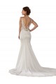 Vendeurs de Ivoire Sirène Col V Dentelle Crêpe Stretch Robes de mariée