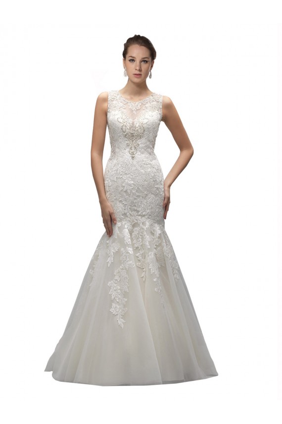 Vendeurs de Ivoire Sirène Illusion Balayage train Tulle Dentelle Robes de mariée