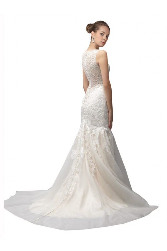 Vendeurs de Ivoire Sirène Illusion Balayage train Tulle Dentelle Robes de mariée