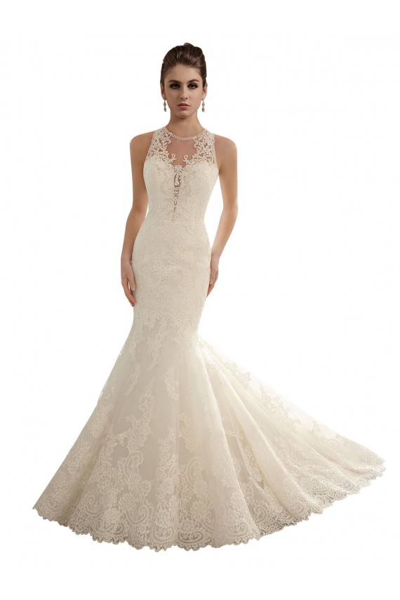 Vendeurs de Ivoire Sirène Illusion Dentelle Robes de mariée