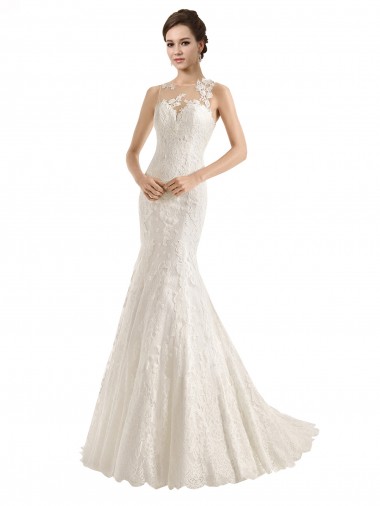 Vendeurs de Ivoire Sirène Illusion Dentelle Robes de mariée
