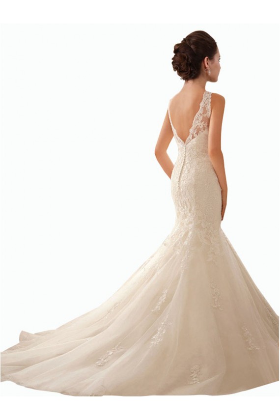 Vendeurs de Ivoire Sirène Illusion Tulle Dentelle Robes de mariée