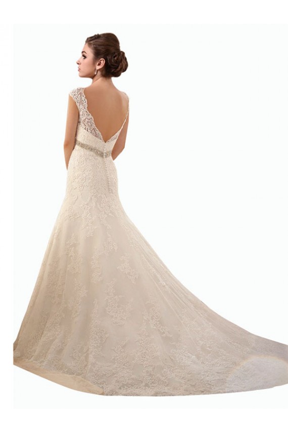 Vendeurs de Ivoire Sirène Illusion Tulle Dentelle Robes de mariée