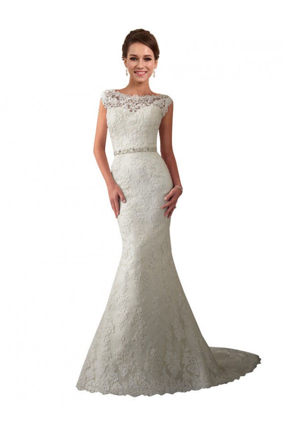 Vendeurs de Ivoire Sirène Illusion Tulle Dentelle Robes de mariée