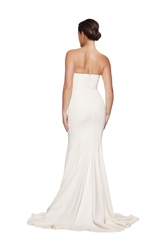 Vendeurs de Ivoire Sirène Sans bretelle Balayage train Satiné Stretch Longue Formelles Robes demoiselle d'honneur / Robes de soirée / Robes de bal