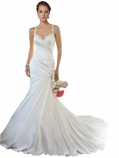 Vendeurs de Ivoire Sirène Satiné Plage Robes de mariée