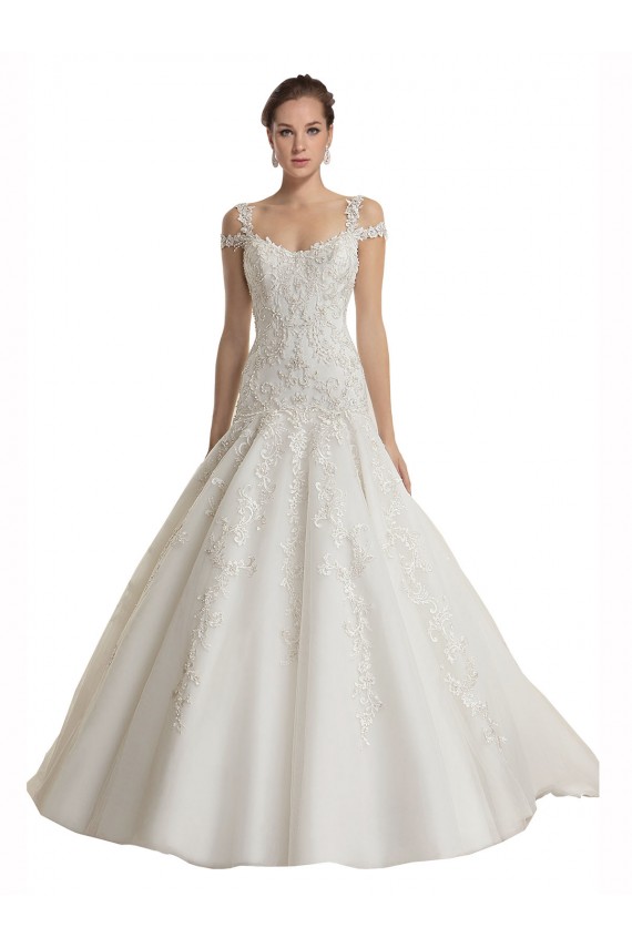 Vendeurs de Ivoire Sirène Épaule Dénudée Balayage train Tulle Dentelle Robes de mariée