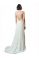 Vendeurs de Ivoire Trapèze Bretelles spaghetti Col V Mousseline Dentelle Plage Robes de mariée