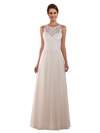 Vendeurs de Ivoire Trapèze Col Haut Tulle Dentelle Boho Robes de mariée