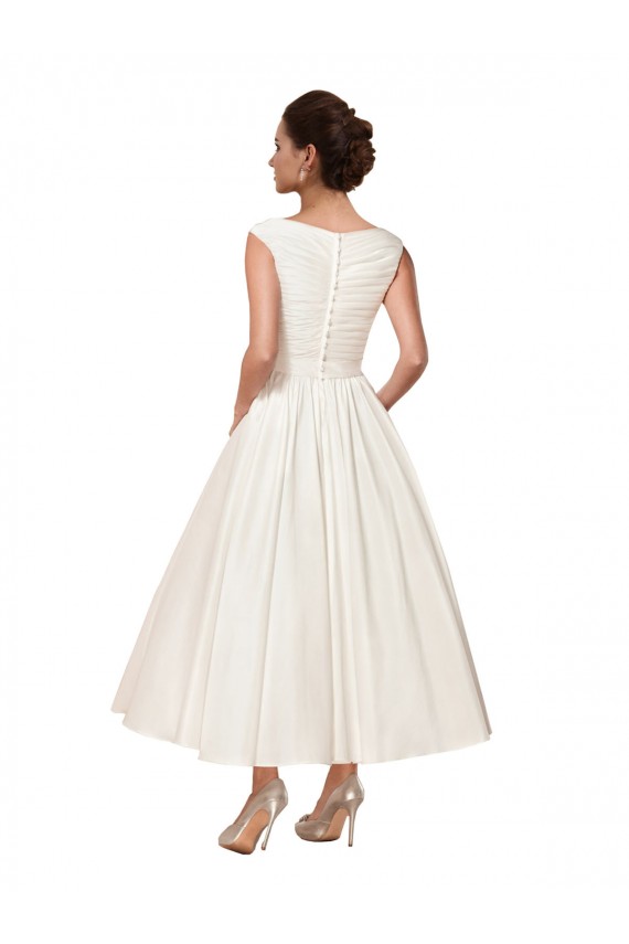 Vendeurs de Ivoire Trapèze Col V Satiné Robes de mariée