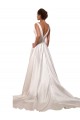 Vendeurs de Ivoire Trapèze Col V Satiné Robes de mariée
