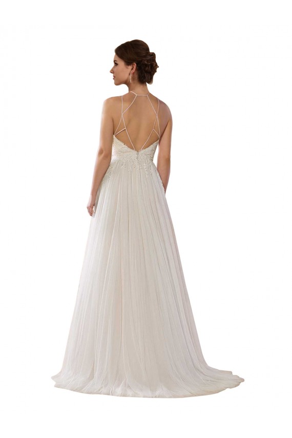 Vendeurs de Ivoire Trapèze Illusion Balayage train Tulle Robes de mariée