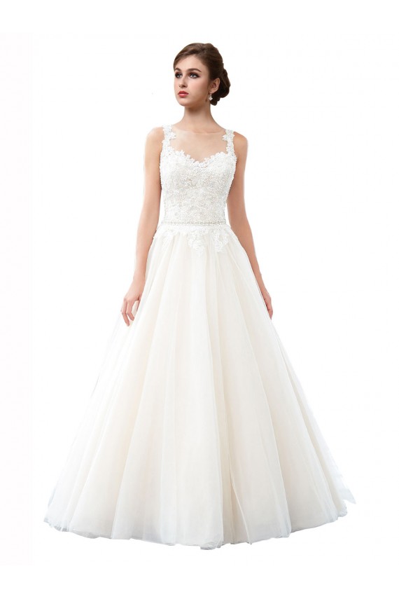 Vendeurs de Ivoire Trapèze Illusion Traîne cathédrale Tulle Dentelle Plage Robes de mariée