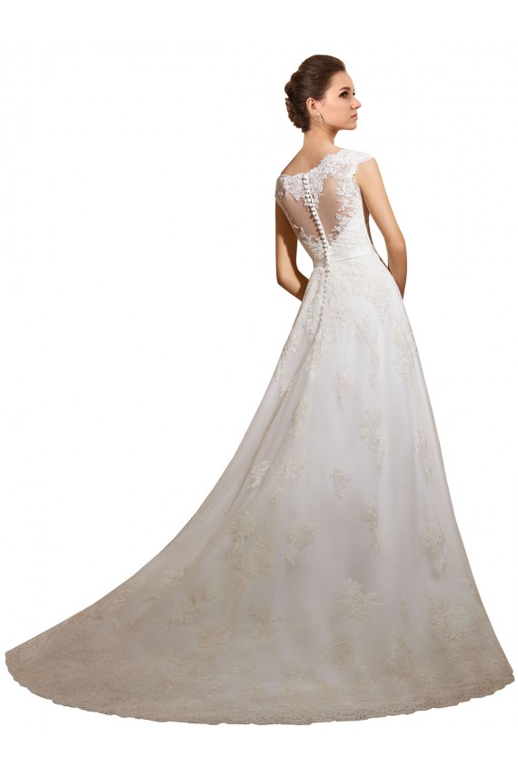 Vendeurs de Ivoire Trapèze Illusion Tulle Dentelle Classique Robes de mariée