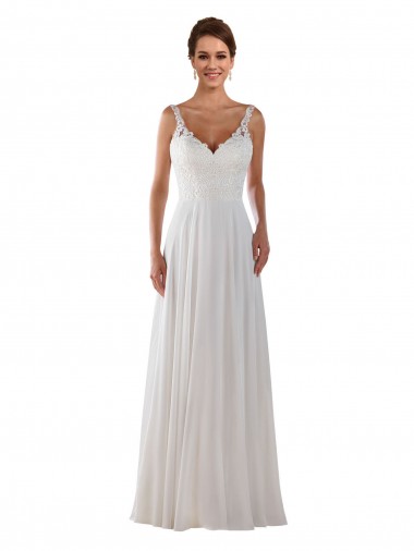 Vendeurs de Ivoire Trapèze Mousseline Classique Boho Robes de mariée