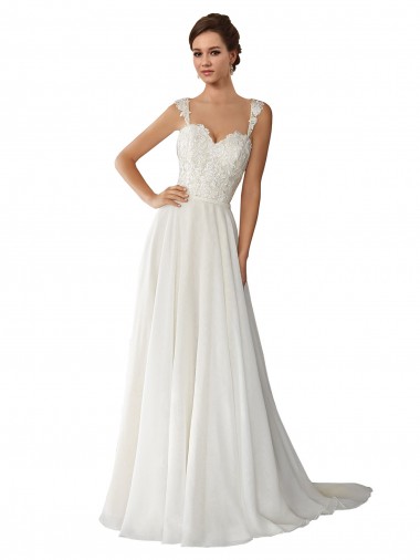 Vendeurs de Ivoire Trapèze Mousseline Dentelle Robes de mariée