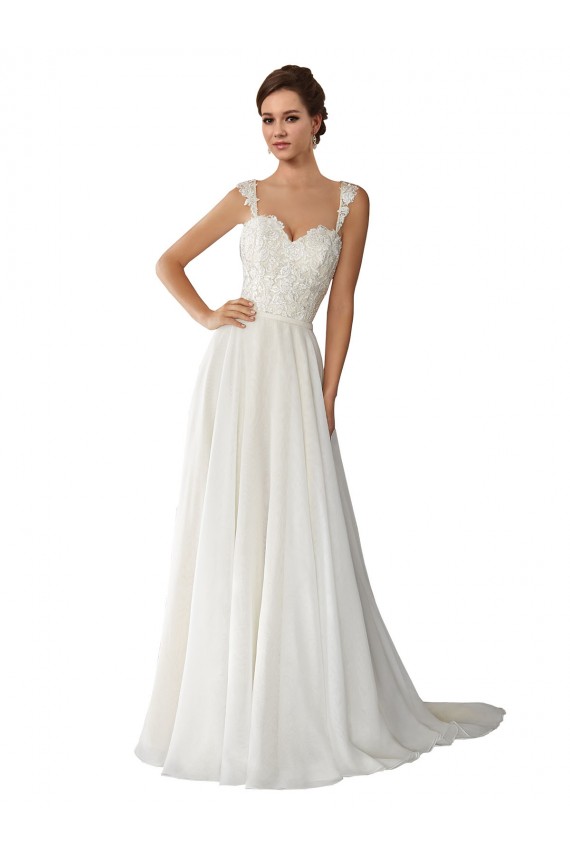 Vendeurs de Ivoire Trapèze Mousseline Dentelle Robes de mariée