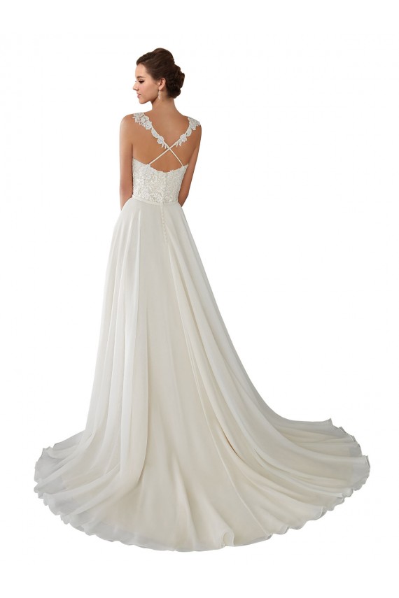 Vendeurs de Ivoire Trapèze Mousseline Dentelle Robes de mariée