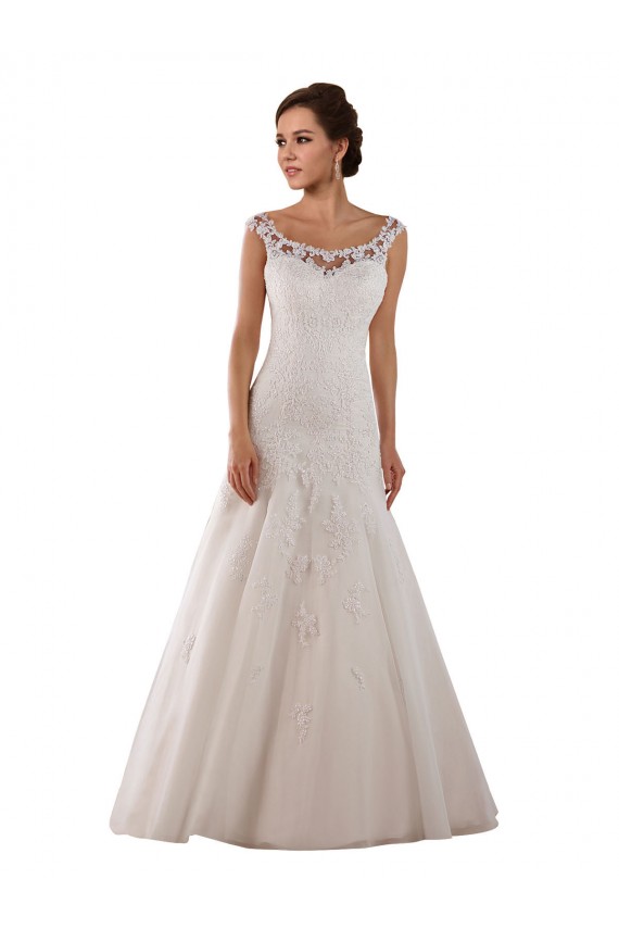 Vendeurs de Ivoire Trapèze Scoop Tulle Robes de mariée