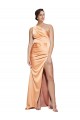Vendeurs de Light Copper Fourreau Satiné Stretch Longue Formelles Robes demoiselle d'honneur / Robes de soirée / Robes de bal