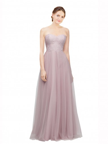 Vendeurs de Light Lilac Trapèze Tulle Dentelle Longue Robes demoiselle d'honneur