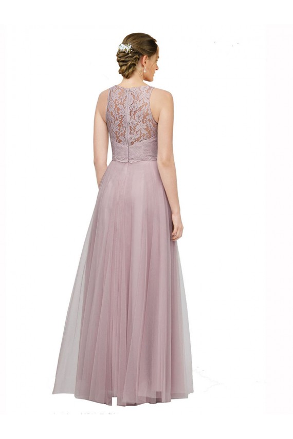 Vendeurs de Light Lilac Trapèze Tulle Dentelle Longue Robes demoiselle d'honneur