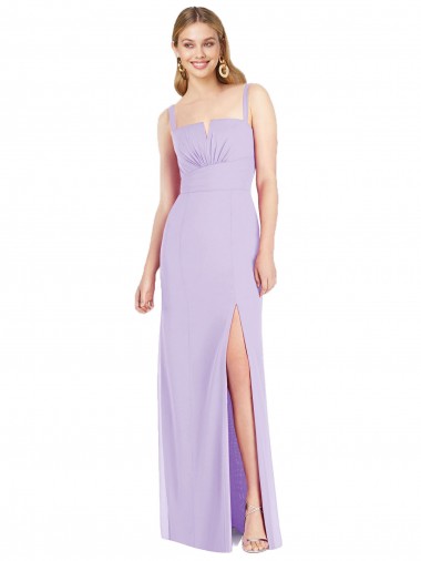 Vendeurs de Lilas Sirène Bretelles spaghetti Col V Sans bretelle Mousseline Longue Robes demoiselle d'honneur